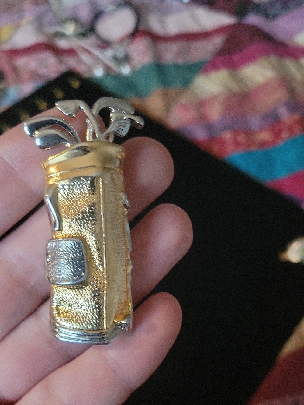 Gold & Silver Golf Bag Charm Pin